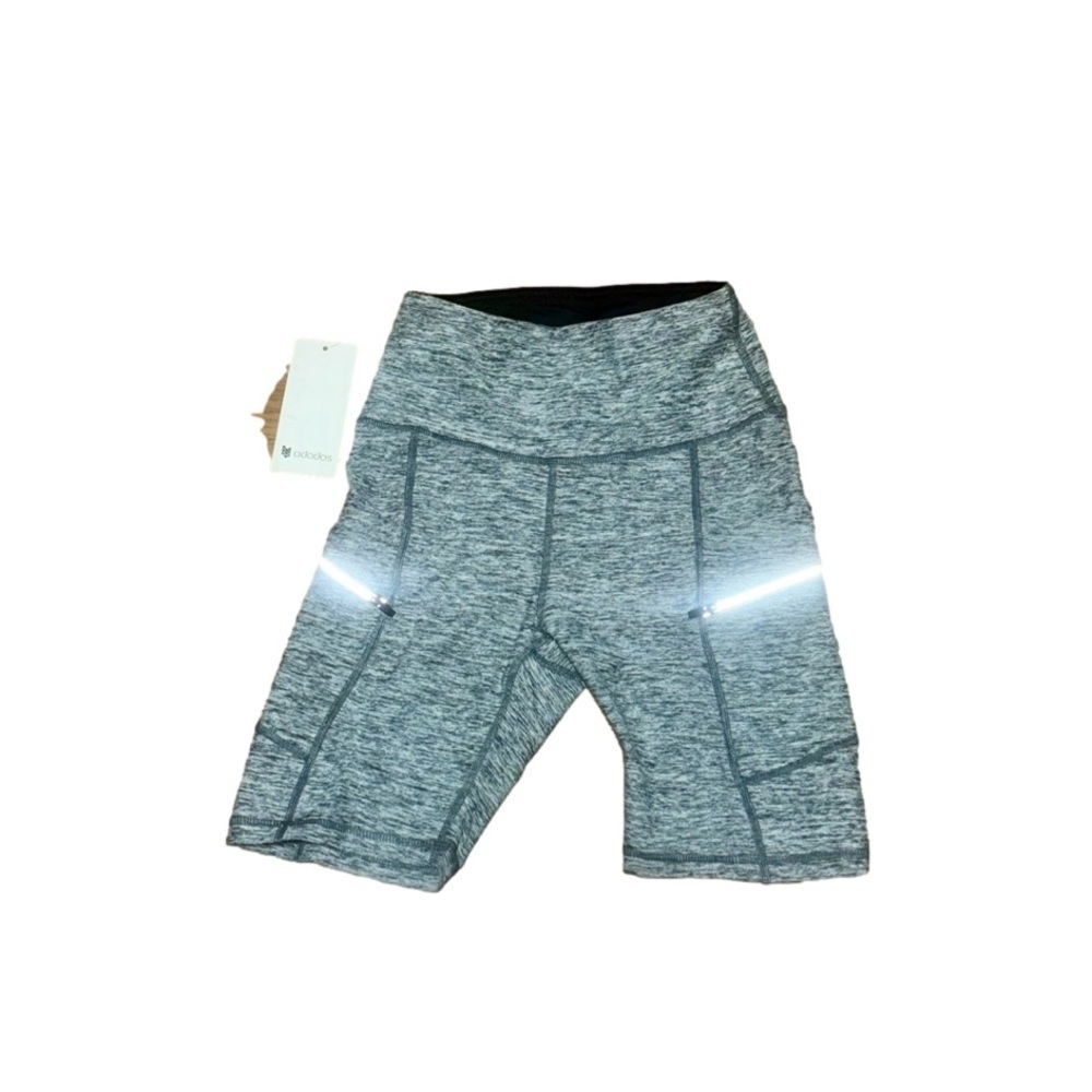 Zipper Reflective Pockets Workout Shorts High Waist Running Cycling Biker XSMALL